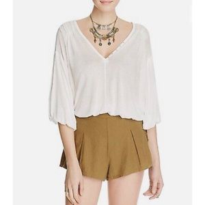 Free People Silver Springs Linen Side Tie Closure Shorts